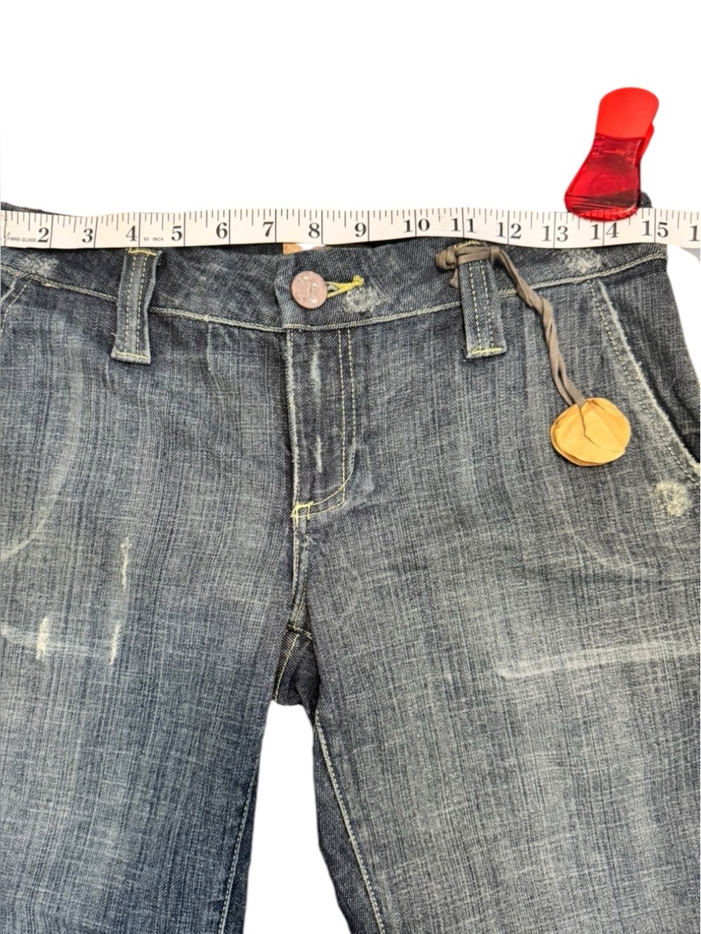 NWT Deadstock Y2K See Thru Soul Low Rise Distressed Cropped Jeans Size 28 - Picture 7 of 9